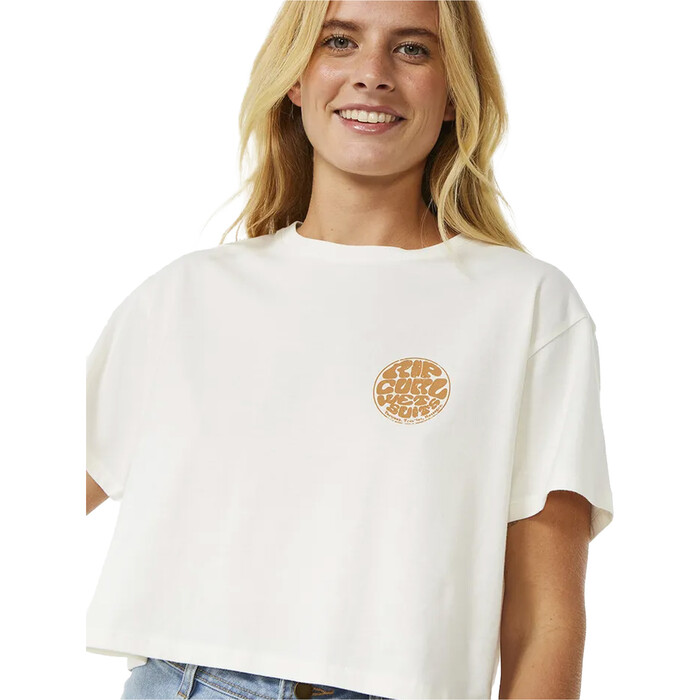 2024 Rip Curl Womens Wettie Icon Crop Tee 0BZWTE - Bone